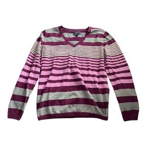 y2k vintage Tommy Hilfiger Pink Striped 100% pima cotton Sweater size medium